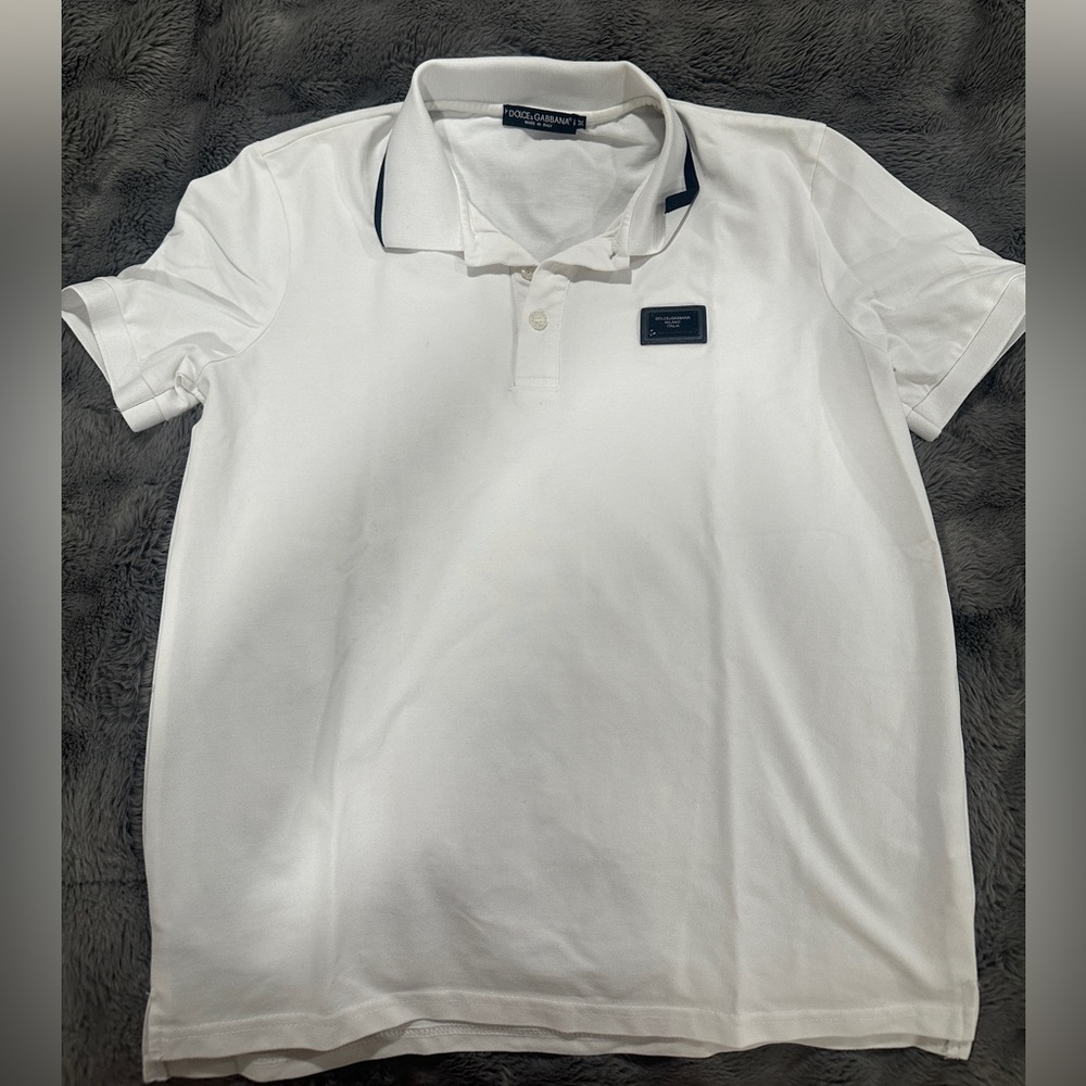 Dolce & Gabbana White Polo with Black Accents - Picture 3 of 4